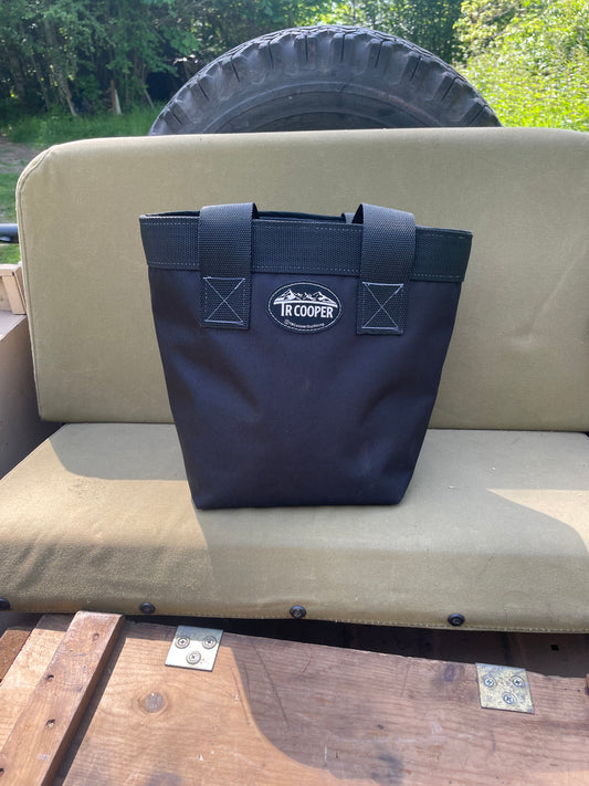Small Black Tote- white stitching
