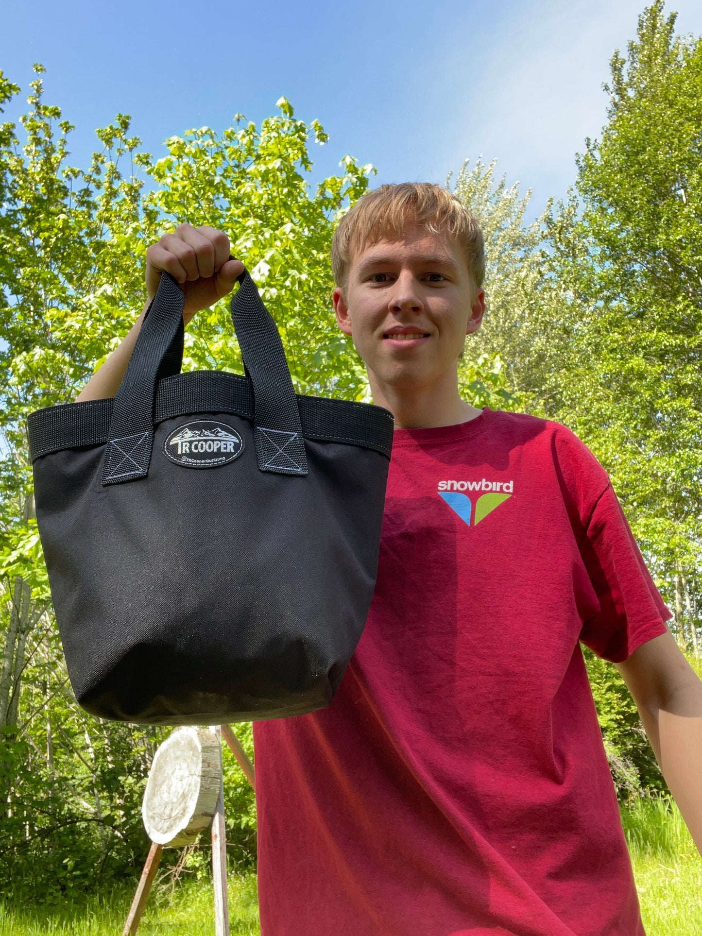Small Black Tote- white stitching