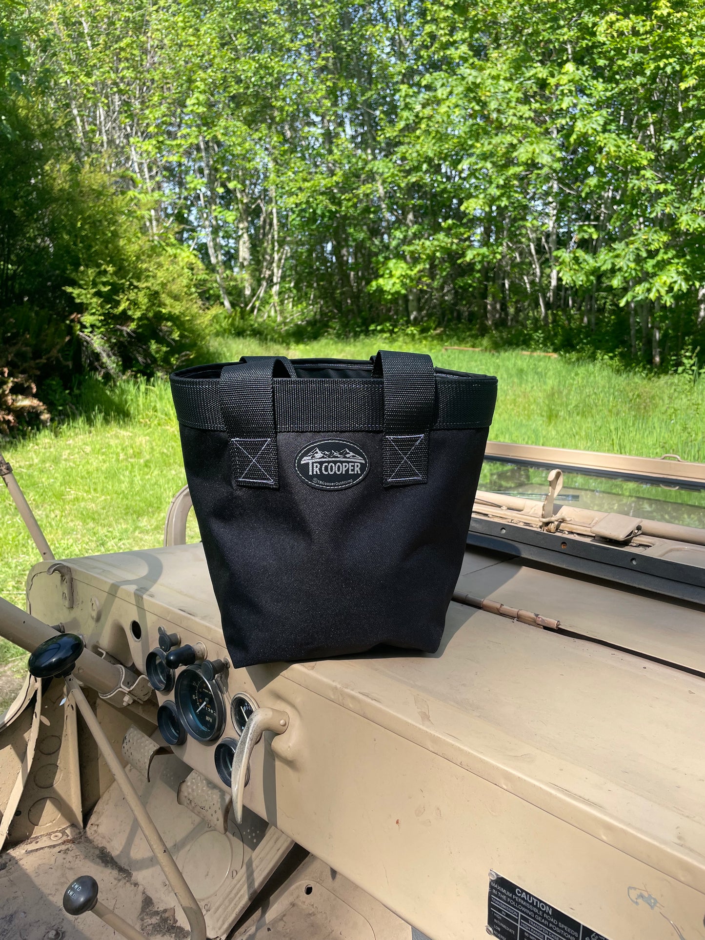 Small Black Tote- white stitching